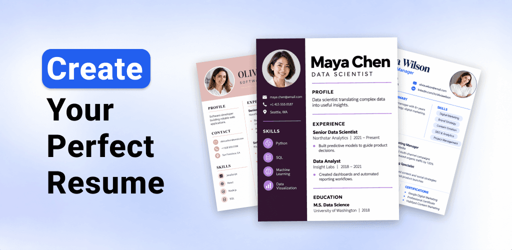 Professional resume templates preview